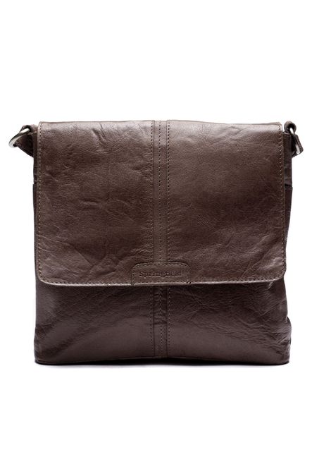 Huvudbild Springfield Flapbag skinn mörkbrun